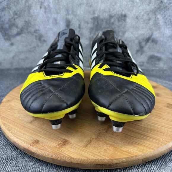 Adidas Mens Rugby FF80 Size 9 Cleats Black Yellow Soccer Boots FG Metal Spikes - Picture 2 of 10